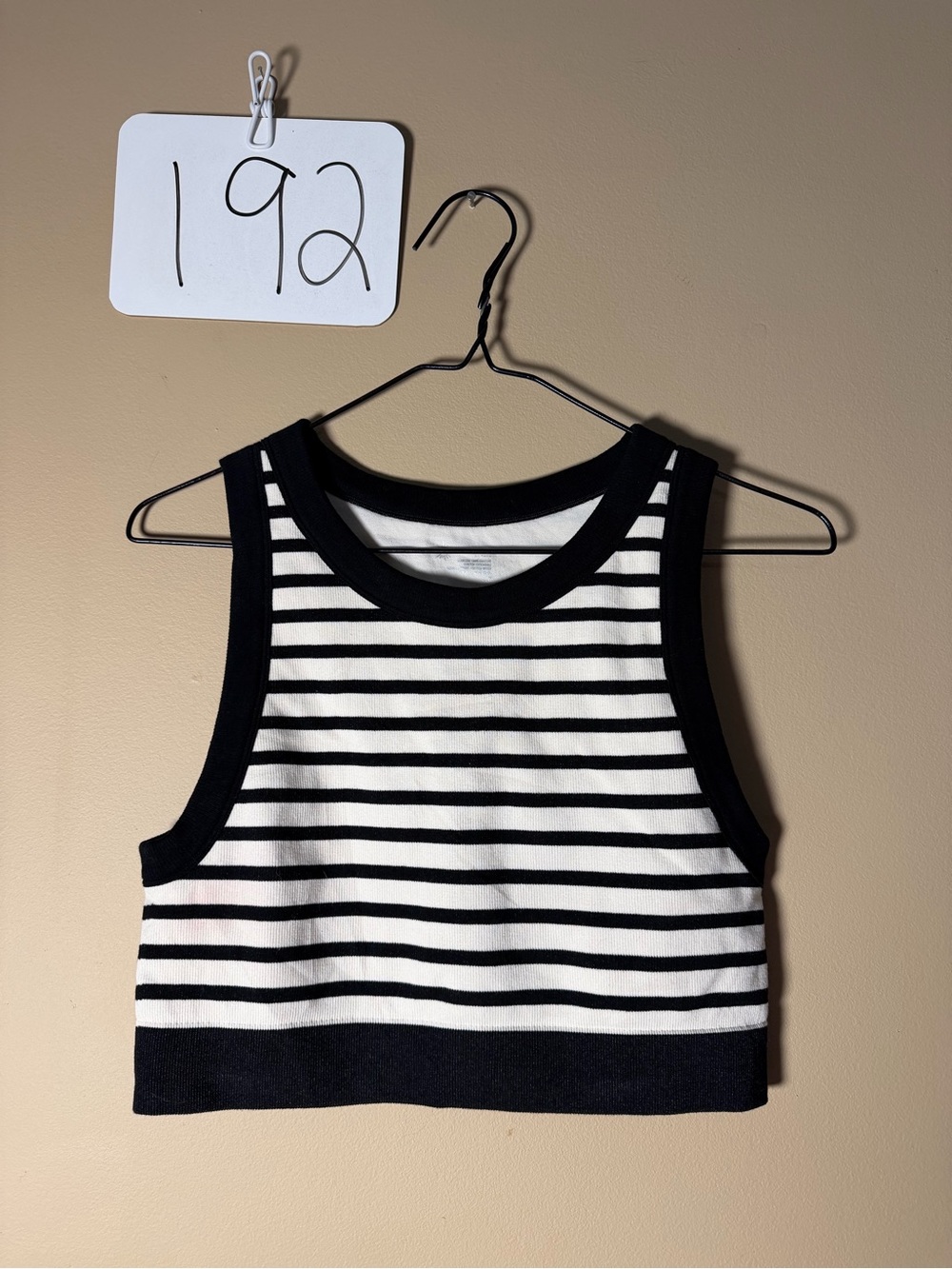 Aerie offline Black & Cream Striped Cropped Tank Top Sz large